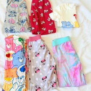 4 long pajamas for 4,5,6,7 years old girl and one mono care bears pijama